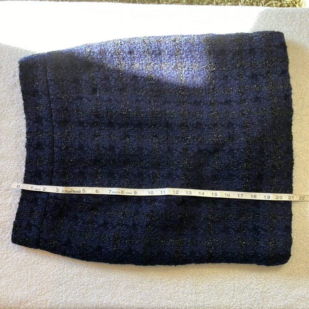 J Crew navy blue and metallic black houndstooth pencil skirt - Picture 5 of 6